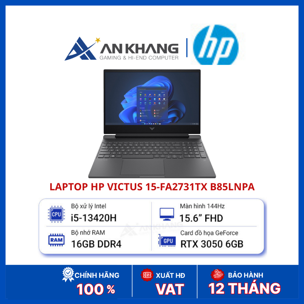 Laptop HP Victus 15-fa2731TX B85LNPA | i5-13420H | RAM 16GB DDR4 | SSD 512GB NVMe | RTX 3050 6GB | 1