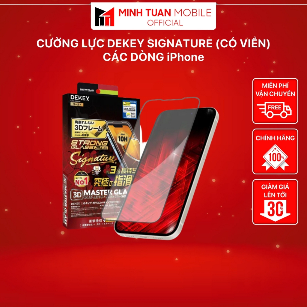 Cường Lực Dekey Signature (Có Viền) - Các Dòng iPhone
