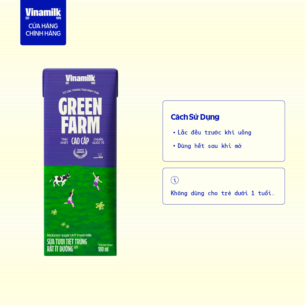 Thùng 48 Hộp Sữa Tươi Tiệt Trùng Vinamilk Green Farm Rất ít đường 180ml | BigBuy360 - bigbuy360.vn