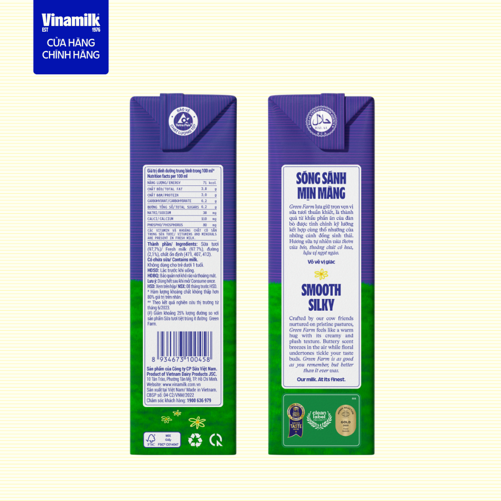 Thùng 48 Hộp Sữa Tươi Tiệt Trùng Vinamilk Green Farm Rất ít đường 180ml | BigBuy360 - bigbuy360.vn