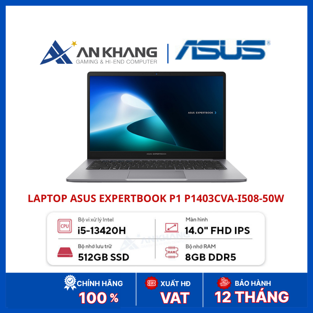 Laptop ASUS ExpertBook P1 P1403CVA-i508-50W | Core i5-13420H | RAM 8GB DDR5 | SSD 512GB NVMe | 14inc