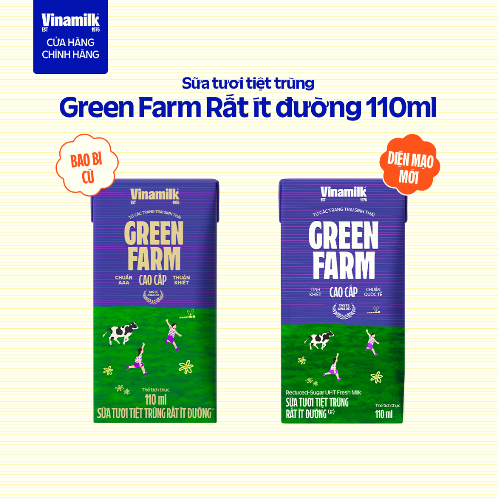 Thùng 48 hộp Sữa tươi Tiệt Trùng Vinamilk Green Farm rất ít đường 110ml | BigBuy360 - bigbuy360.vn