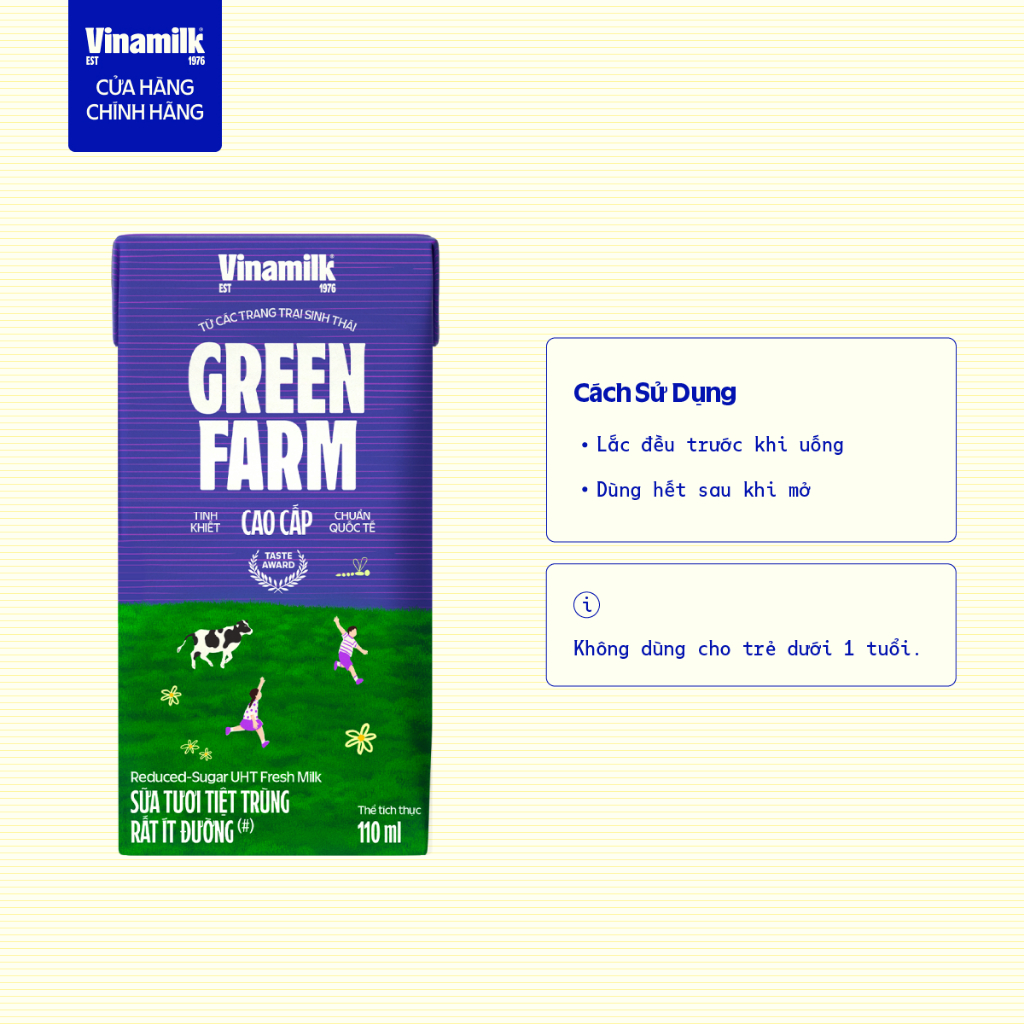 Thùng 48 hộp Sữa tươi Tiệt Trùng Vinamilk Green Farm rất ít đường 110ml | BigBuy360 - bigbuy360.vn