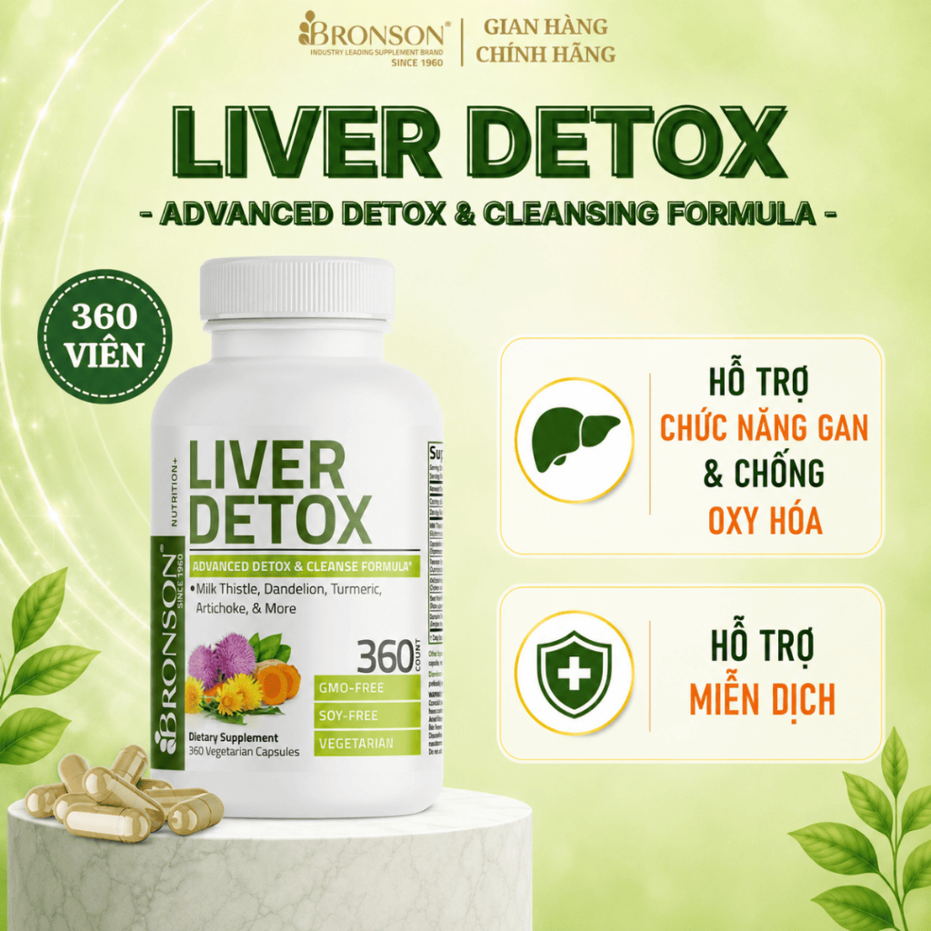 Viên Uống Hỗ Trợ Chức Năng Gan Bronson Bronson Liver Detox Advanced Detox & Cleansing Formula Giúp C