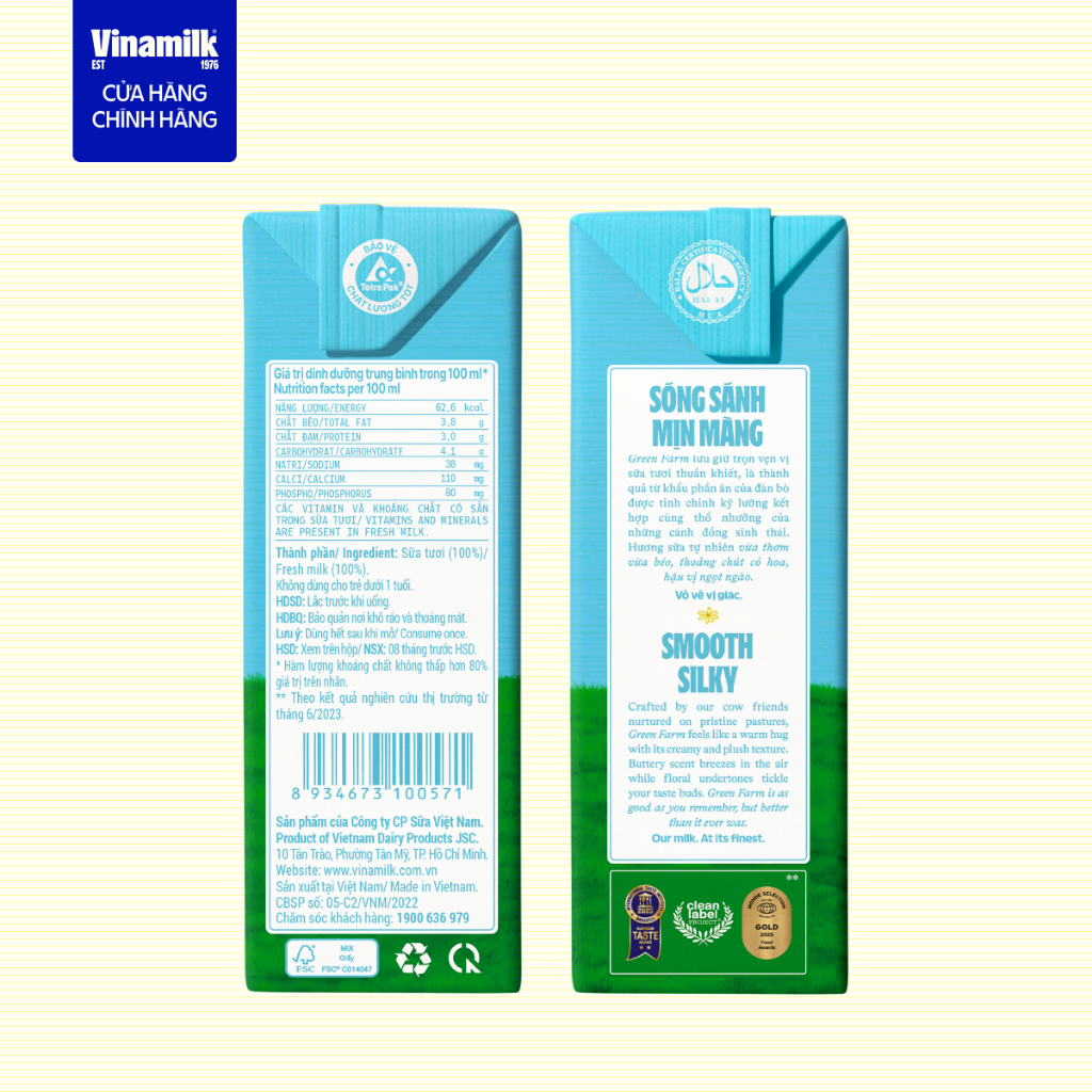 Thùng 48 hộp Sữa tươi nguyên chất tiệt trùng Green Farm 100% Không đường Hộp 110ml | BigBuy360 - bigbuy360.vn