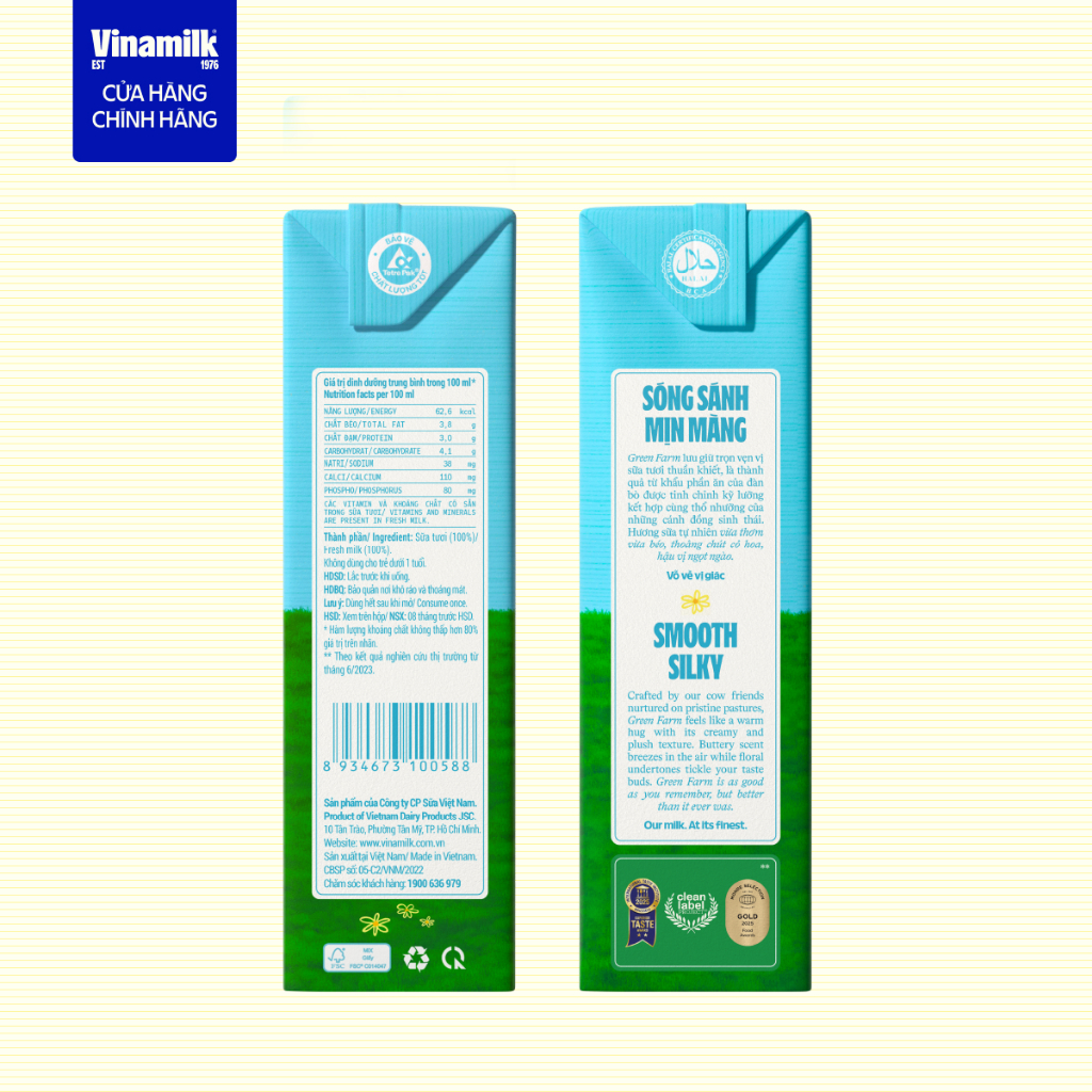 Thùng 48 hộp Sữa tươi nguyên chất tiệt trùng Green Farm 100% không đường Hộp 180ml | BigBuy360 - bigbuy360.vn