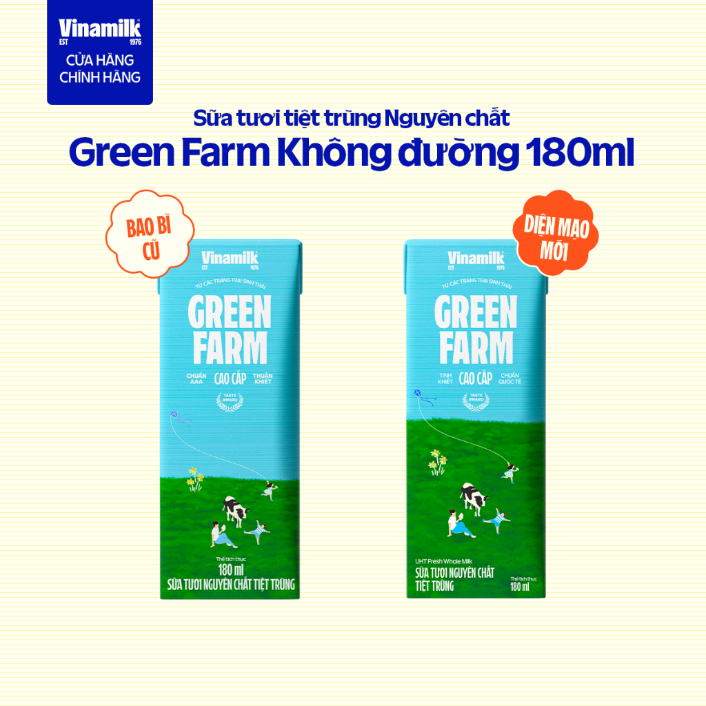 Thùng 48 hộp Sữa tươi nguyên chất tiệt trùng Green Farm 100% không đường Hộp 180ml | BigBuy360 - bigbuy360.vn