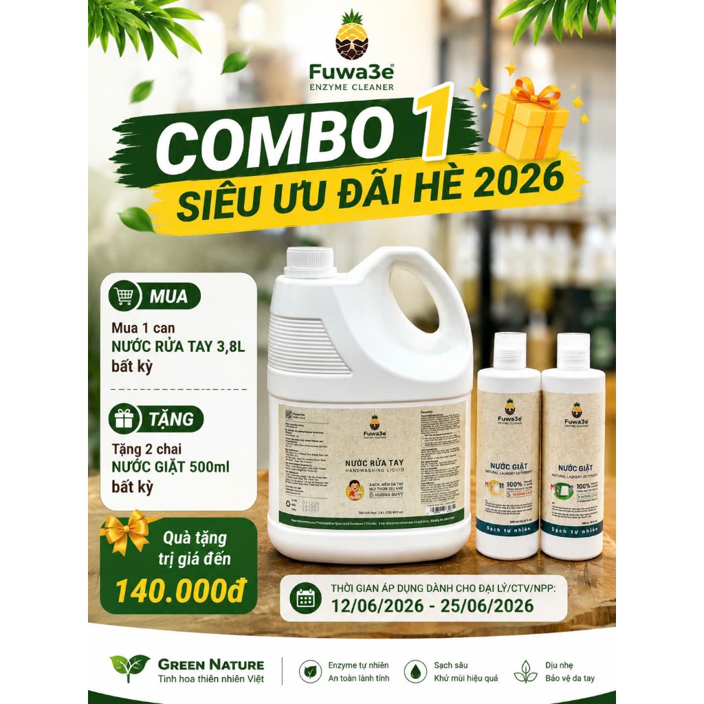 Nước rửa tay Fuwa3e - 3800 ml
