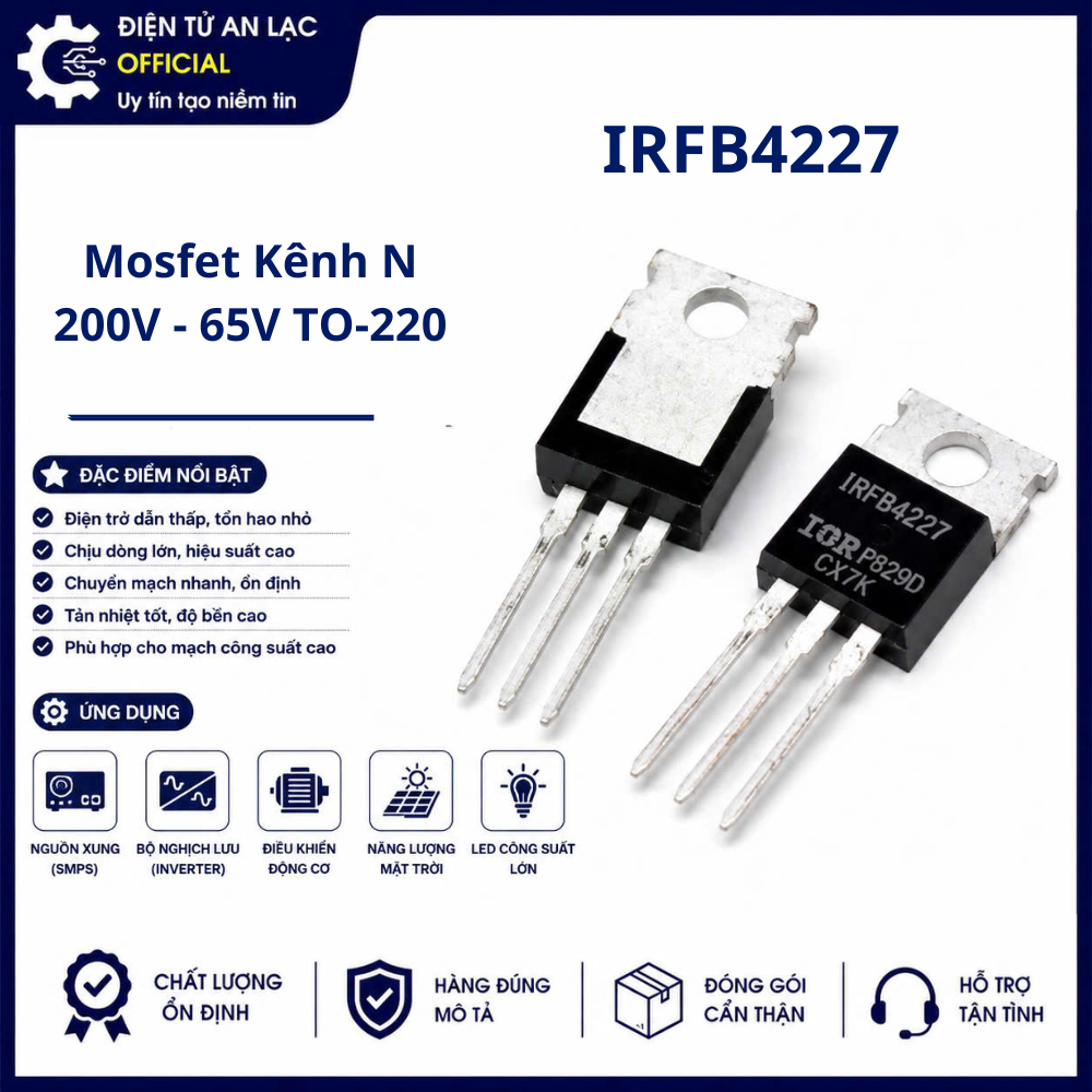 [1 con] Mosfet IRFB4227 IRFB4227PBF FB4227 200V 65A kênh N TO-220