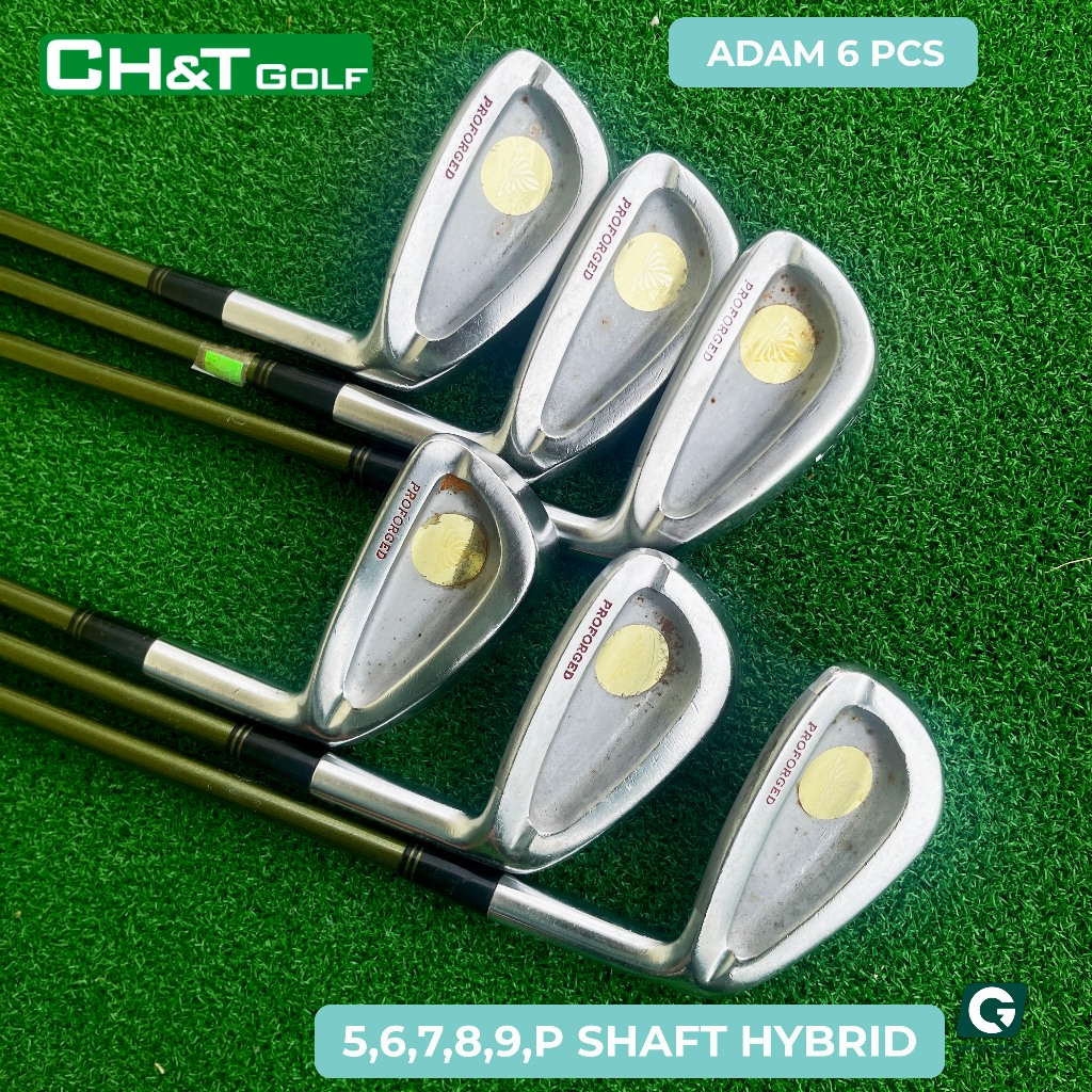 Bộ gậy golf sắt ADAM 6 cây 5,6,7,8,9,P Shaft Hybrid Baron gold sáng đẹp nguyên bản nhập khẩu nhật