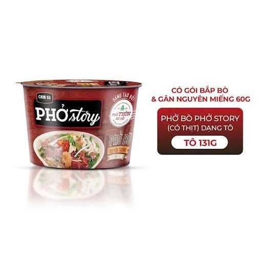Phở Tô Story (có thịt thật) hương vị Phở bò, Chinsu - Tô 131gram