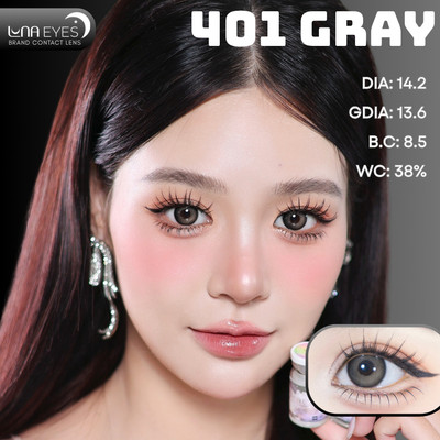 [6 tháng] Lens mắt FC-401 Gray màu xám nâu viền đen nổi bật, size vừa - thương hiệu LUNA EYES