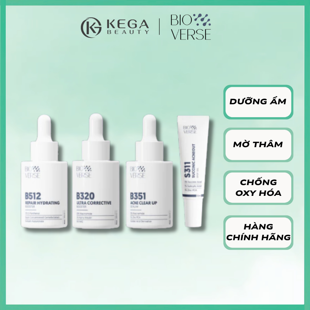 Serum BIOVERSE B512, B320, B351 30ml và Gel Chấm mụn S311 10ml Dành Cho Da Mụn