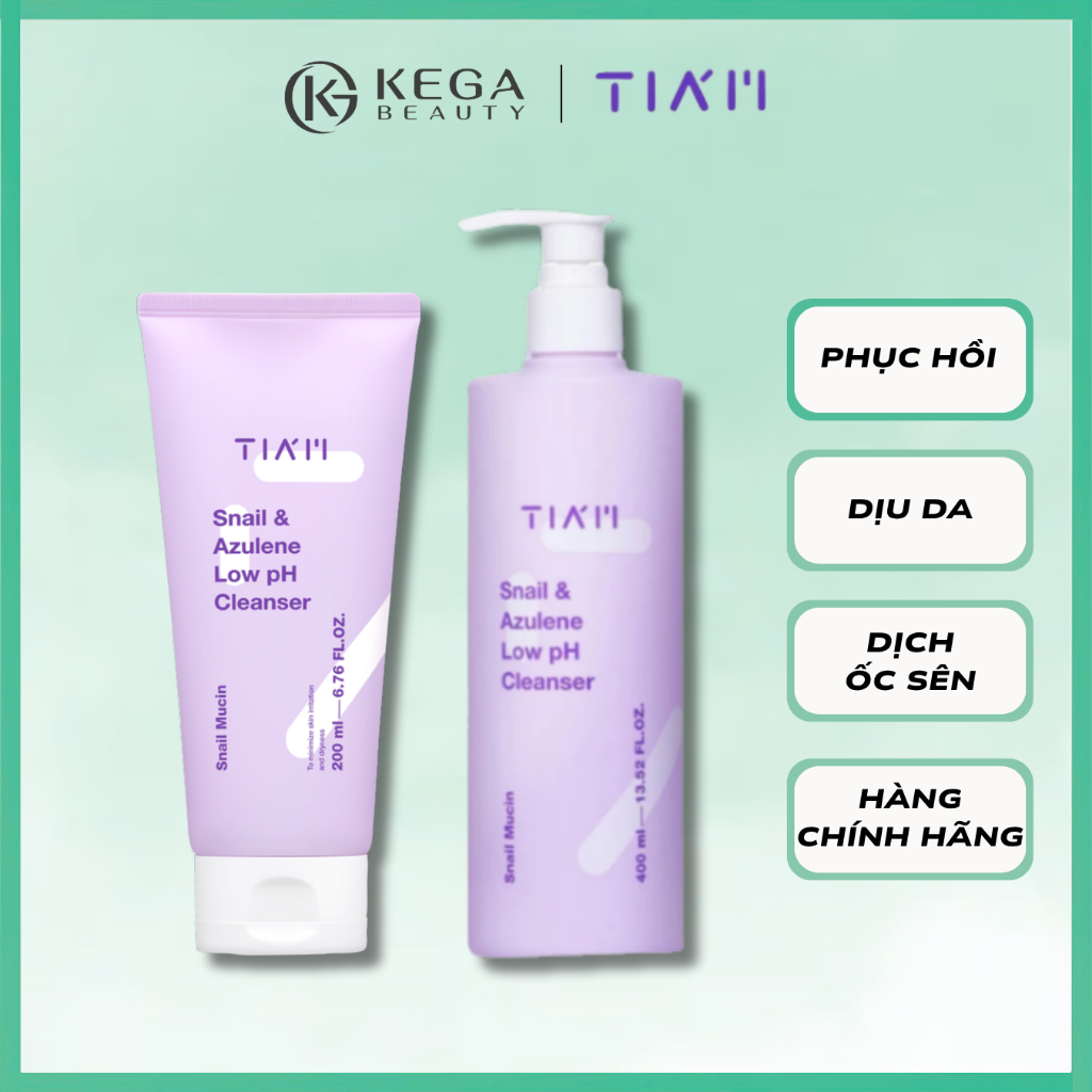 Sữa rửa mặt dịch ốc sên, hoa cúc Tiam Snail Sạch Sâu, Cấp Ẩm Hàng Chính Hãng