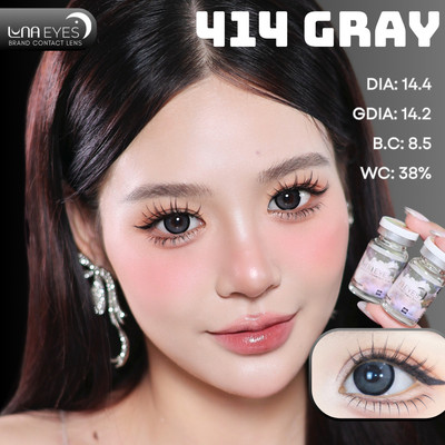 [6 tháng] Lens mắt FC-414 Gray màu xám loang tự nhiên viền đen bản to, size to -thương hiệu LUNA EYES