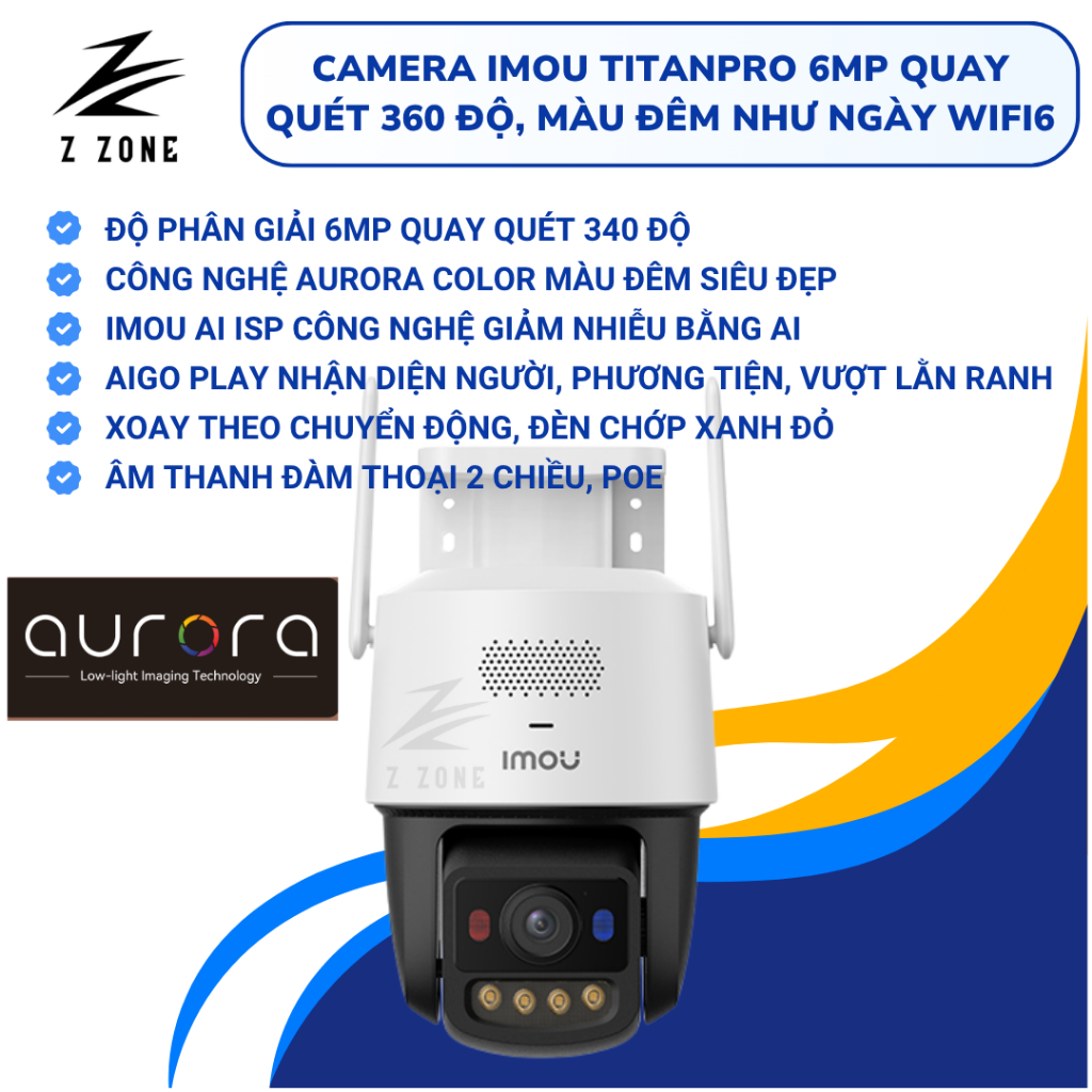 Camera Imou Titan Pro 6MP Quay Quét 360 Độ, Màu Đêm Như Ngày Wifi 6