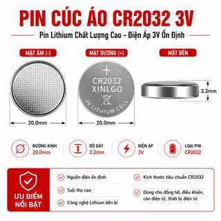Pin Cúc Áo CR2032 3V - Pin Lithium CR2032 20x3.2MM Cho Cân Điện Tử Remote Đồng Hồ Mainboard