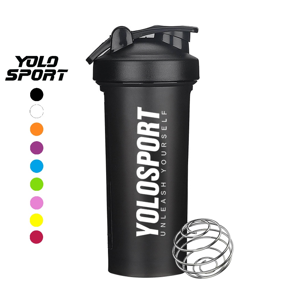 Bình Đựng Nước Tập Gym Thể Thao YOLO SPORT 600ml Chính Hãng Nhựa Nhiều Màu Cao Cấp Có Lò Xo Lắc Shak