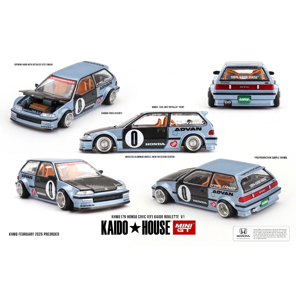 Miniverse - Xe mô hình Kaido House KHMG179 Honda CIVIC (EF) Kaido Roulette V1 màu xanh dương
