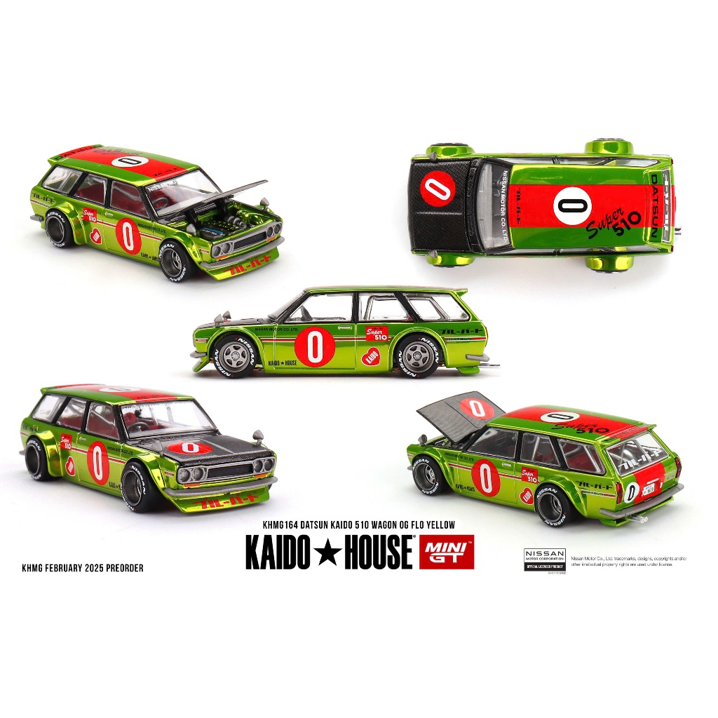 Miniverse - Xe mô hình Kaido House KHMG164 Datsun Kaido 510 Wagon OG Flow Yellow màu xanh lá
