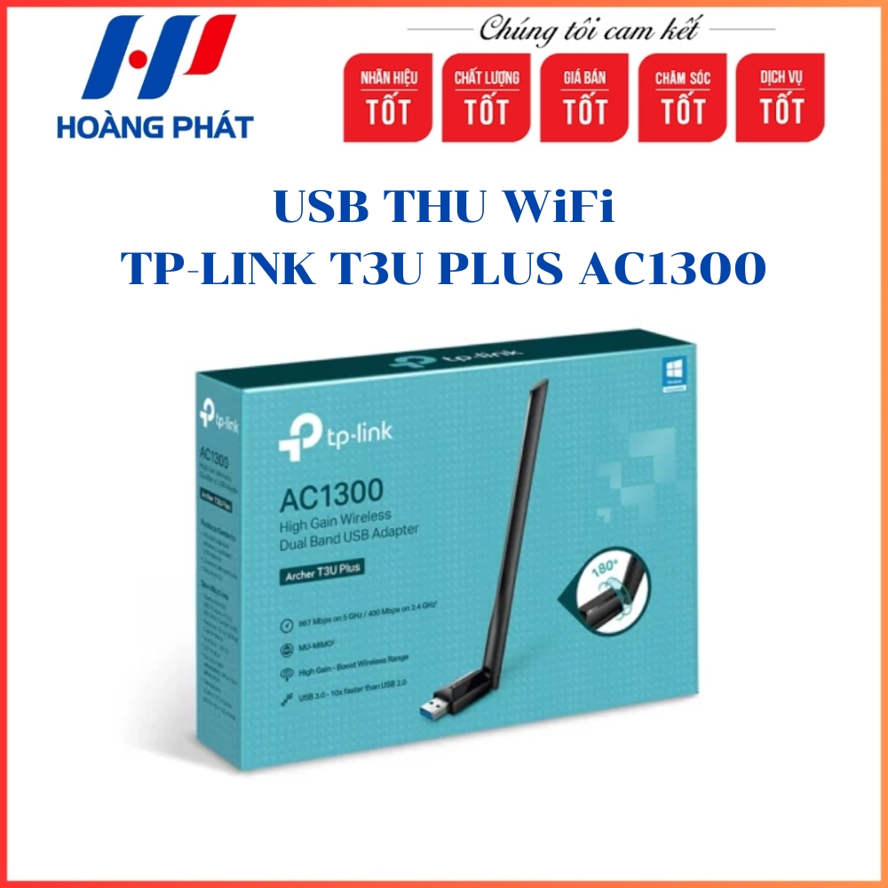 USB Wifi TP-Link T3U Plus băng tần kép AC1300