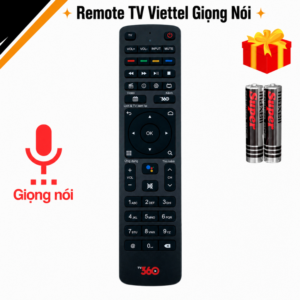 Remote điều khiển đầu thu Viettel TV360, Điều Khiển Viettel TV360 Có Giọng Nói