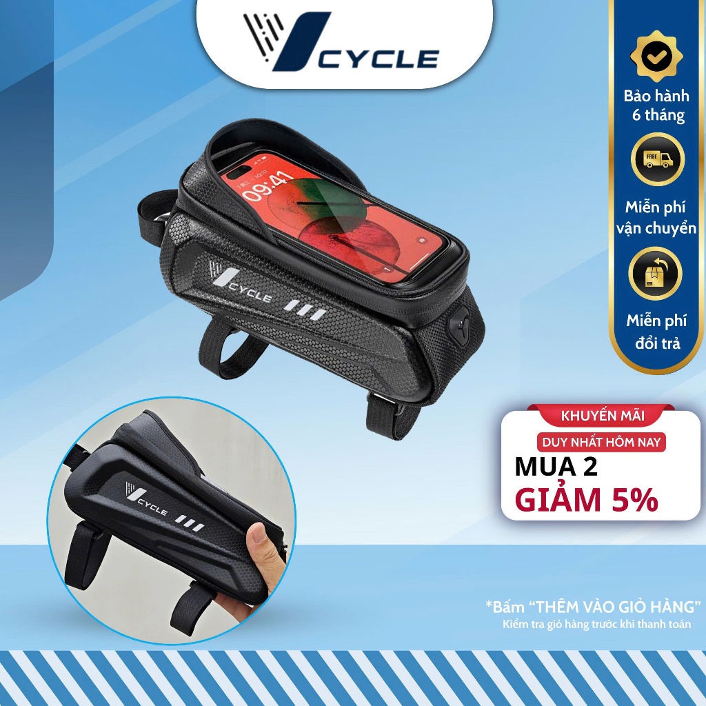 [Hàng mới về] Túi xe đạp V-Cycle túi treo xe đạp 6.8inch chất liệu da EVA chống nước, gia cố form cứ