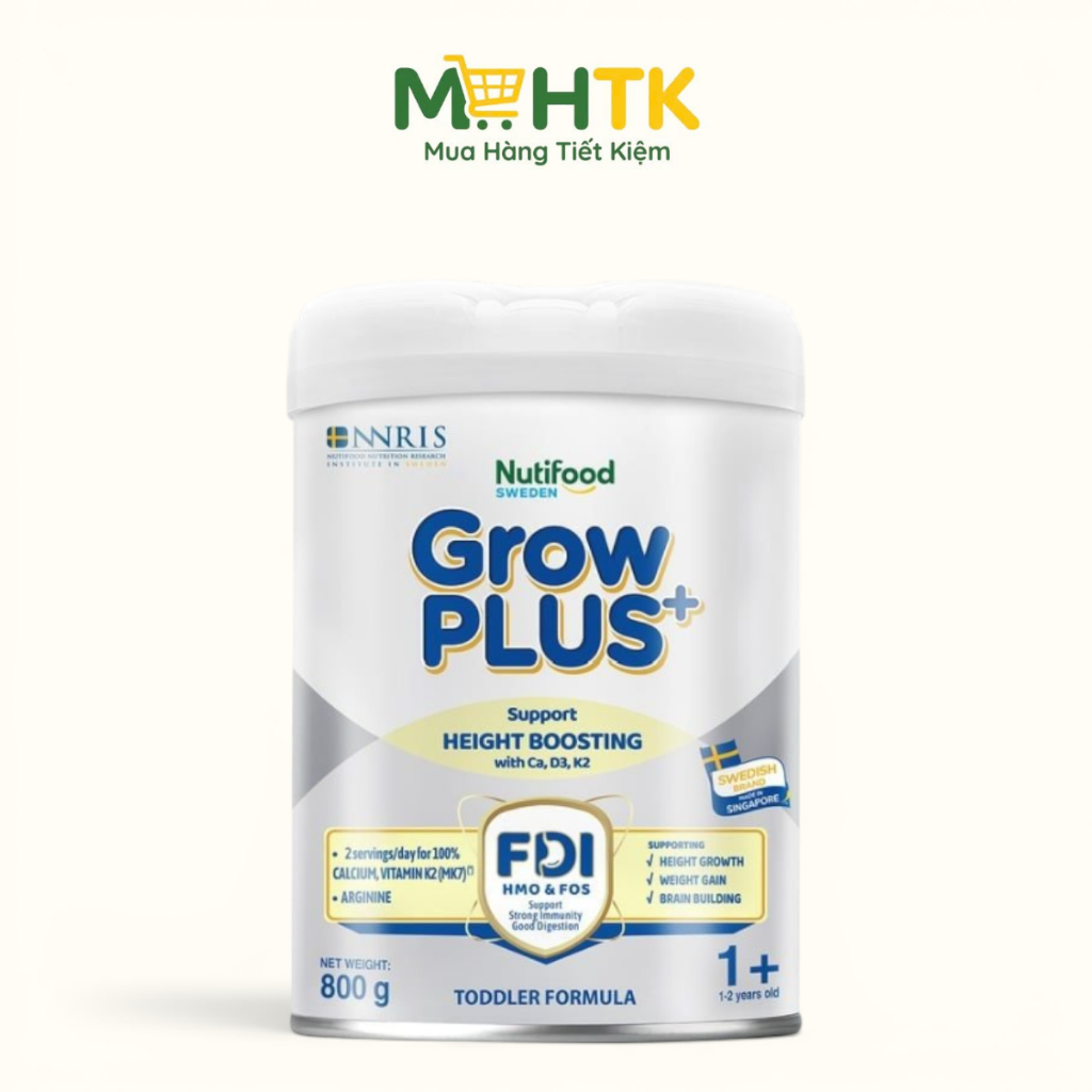 Sữa bột NutiFood Grow PLUS+ Bạc 1+ cho trẻ từ S1-S2 800g