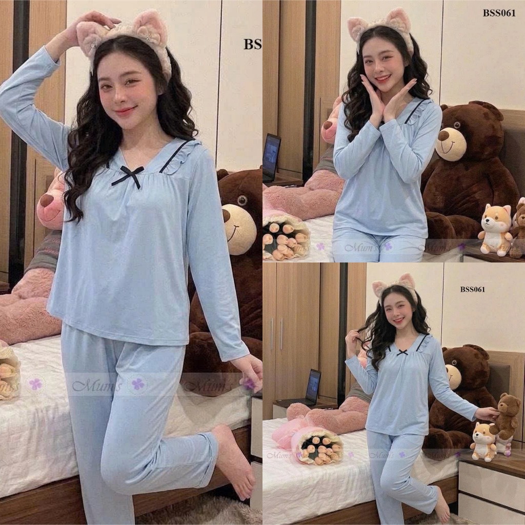 Đồ bộ bầu và sau sinh MUM'S SHOP BSS061 Bộ đũi dài tay có khóa mở cho bé tu ti, quần có chun chỉnh