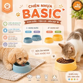 chén tròn nhựa màu basic cho chó mèo - T3 PETS SHOP