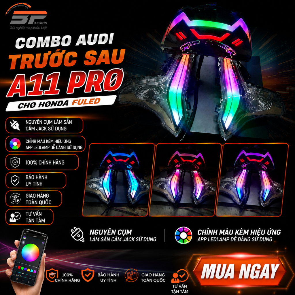 CỤM ĐÈN AUDI TRƯỚC SAU A11 PRO CHO HONDA FULED