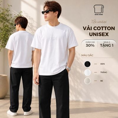 Áo thun cổ tròn unisex BAMI HOME form rộng oversize phong cách năng động dành cho nam nữ AUN05