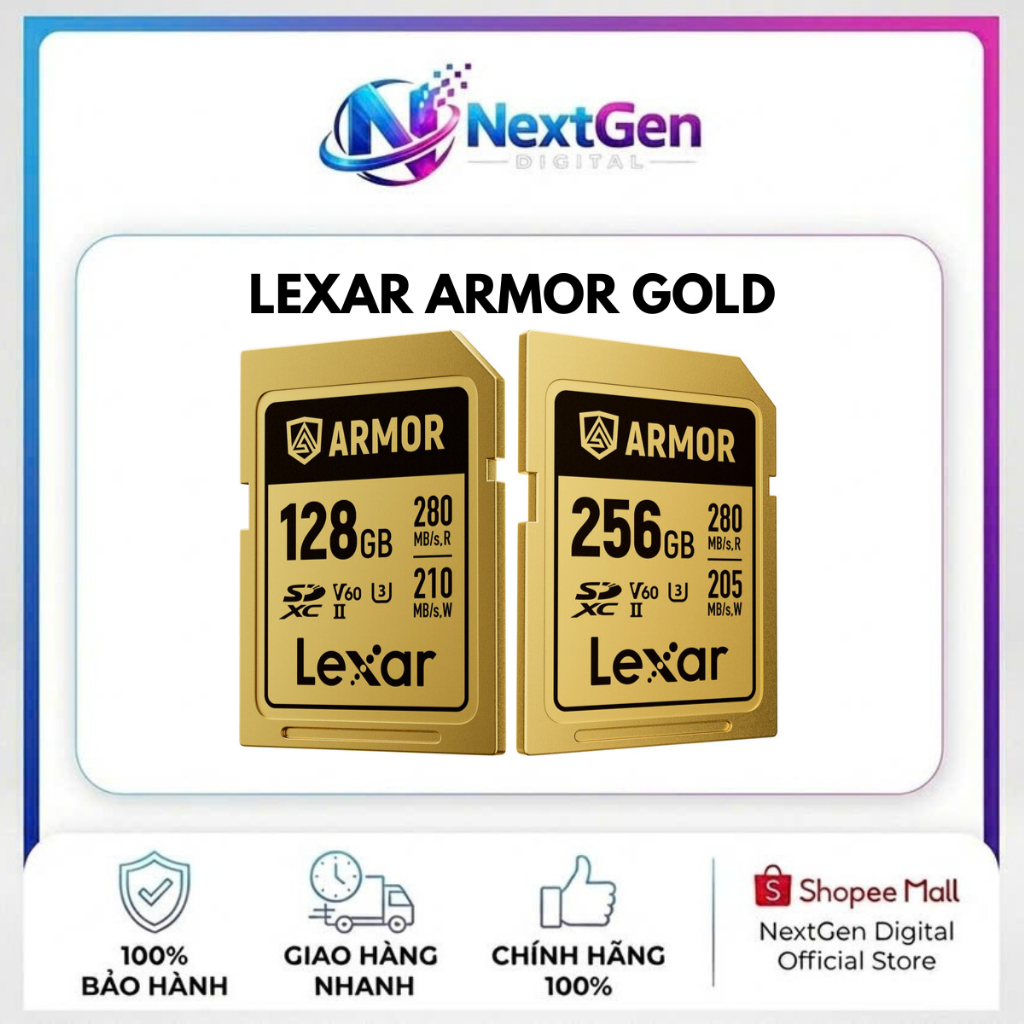 Thẻ nhớ Lexar ARMOR GOLD SDXC UHS-II U3 V60 | Hàng Mới Chính Hãng