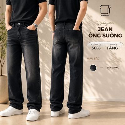 Quần Jean Nam SMOKE JEANS BAMI HOME Ống Rộng Dáng Suông, Màu Xám Khói Dễ Phối Đồ QJ14