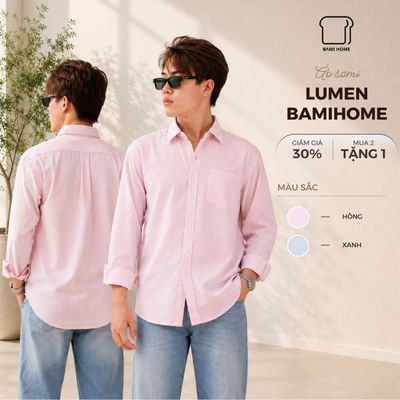 Áo sơ mi nam LUMEN BAMIHOME, chất vải Oxford mềm mại, hoạ tiết kẻ sọc, đứng form dễ phối đồ ASM03