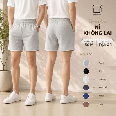 Quần short thể thao nam bản rộng BAMIHOME, chất vải nỉ chân cua khô thoáng, không lai thoải mái QN09