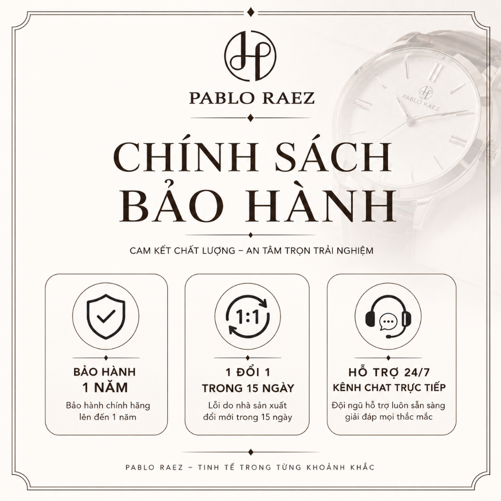 Đồng hồ nam dây thép N588 PABLO RAEZ chống nước 3ATM thiết kế sang trọng 40mm CARIENT | BigBuy360 - bigbuy360.vn