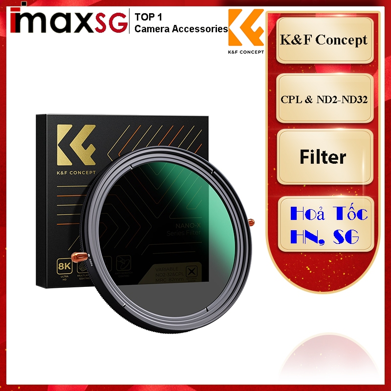 Kính lọc Filter K&F Concept 2 in 1 Nano-X CPL & ND2-32 Nano-X Series Chính Hãng