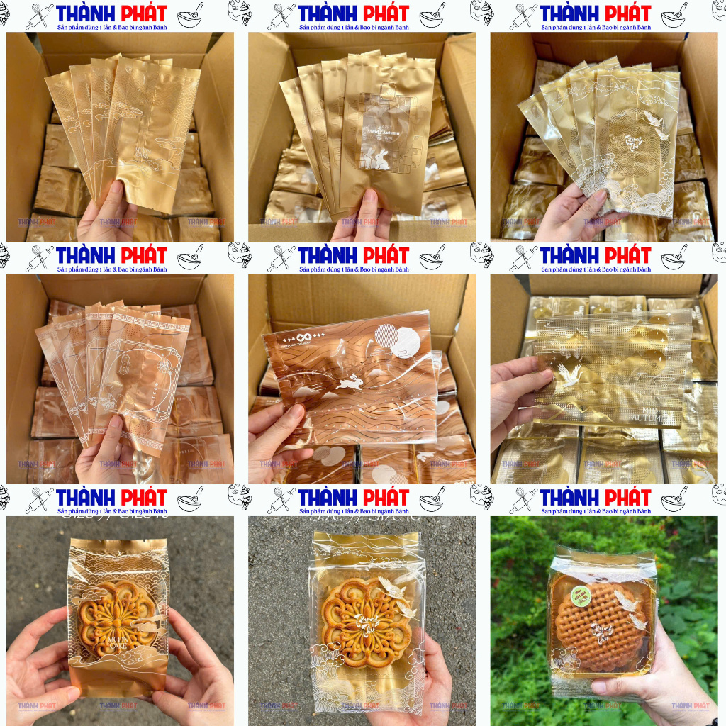 100 Khay trung thu vàng 150g - túi hàn miệng đựng bánh trung thu 150g ( Khay riêng - Túi riêng )