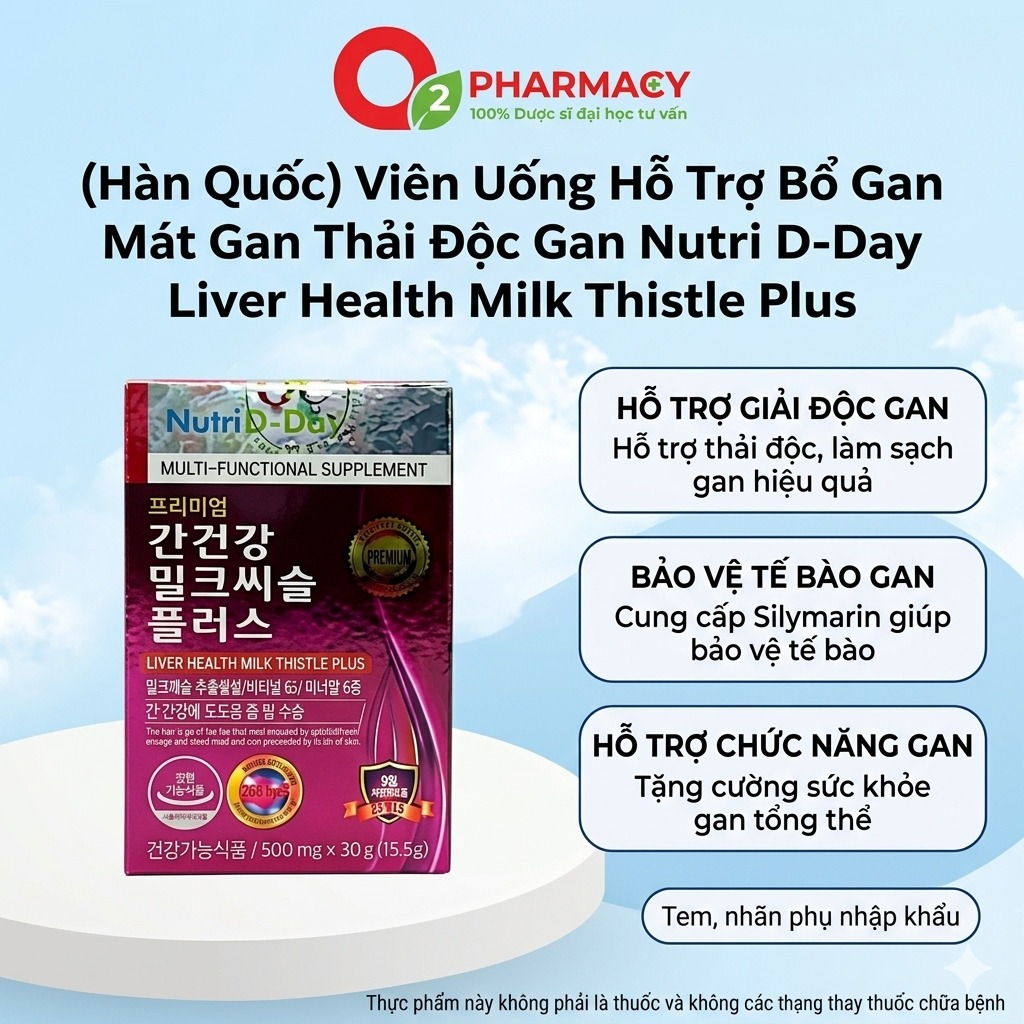 (Hàn Quốc) Viên Uống Hỗ Trợ Bổ Gan Mát Gan Thải Độc Gan Nutri D-Day Liver Health Milk Thistle Plus