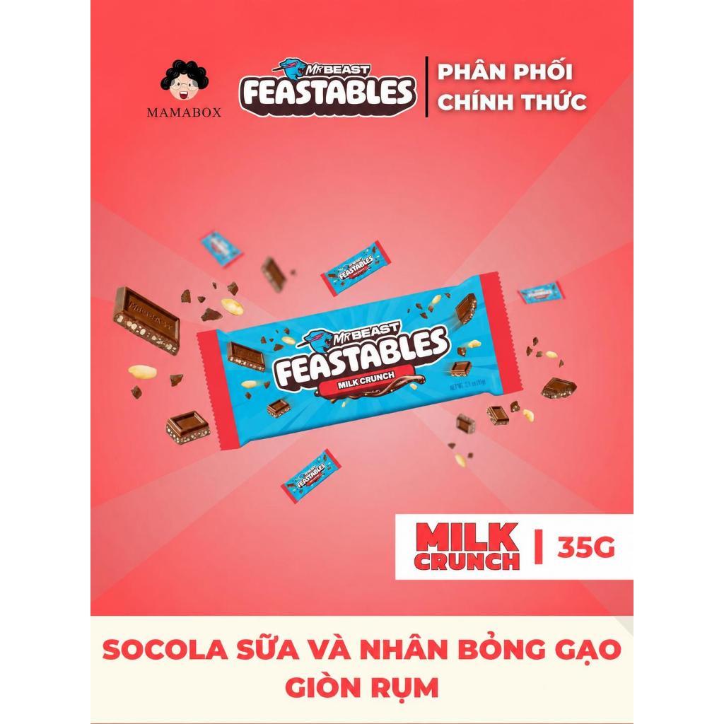 [Chính Hãng] Combo 3 Thanh Socola Feastables MrBeast Phiên Bản Mới thanh 35g (Milk Crunch, Milk and 