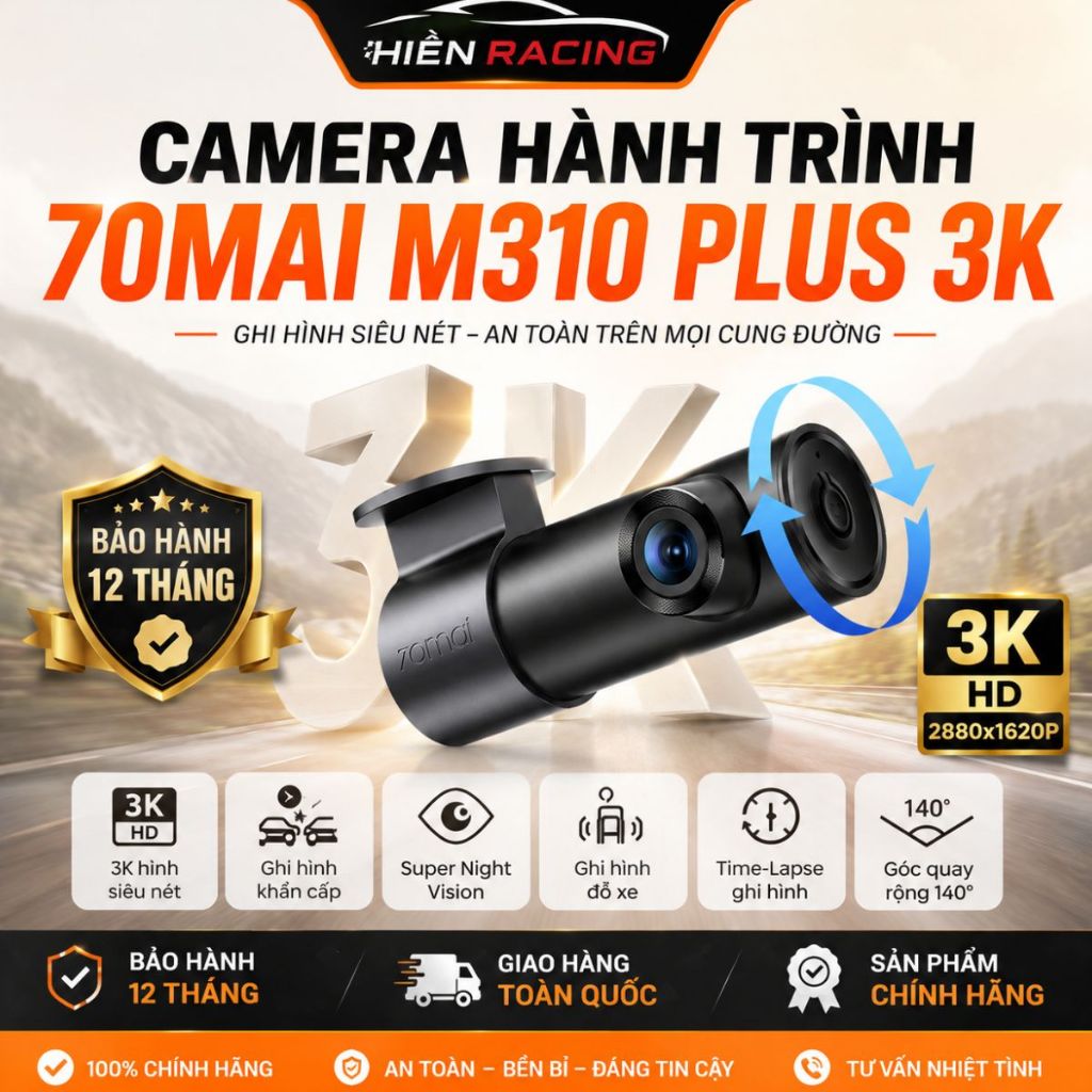 Camera Hành Trình 70mai M310 Plus 3K  Phiên Bản Quốc Tế, Ghi Hình 3K HD Ra Lệnh Giọng Nói