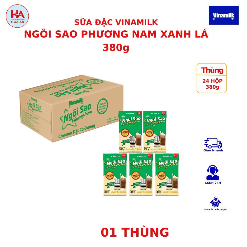 (1 Thùng): Sữa Đặc VINAMILK NGÔI SAO PHƯƠNG NAM Hộp Giấy 380g (24 Hộp x 380g)
