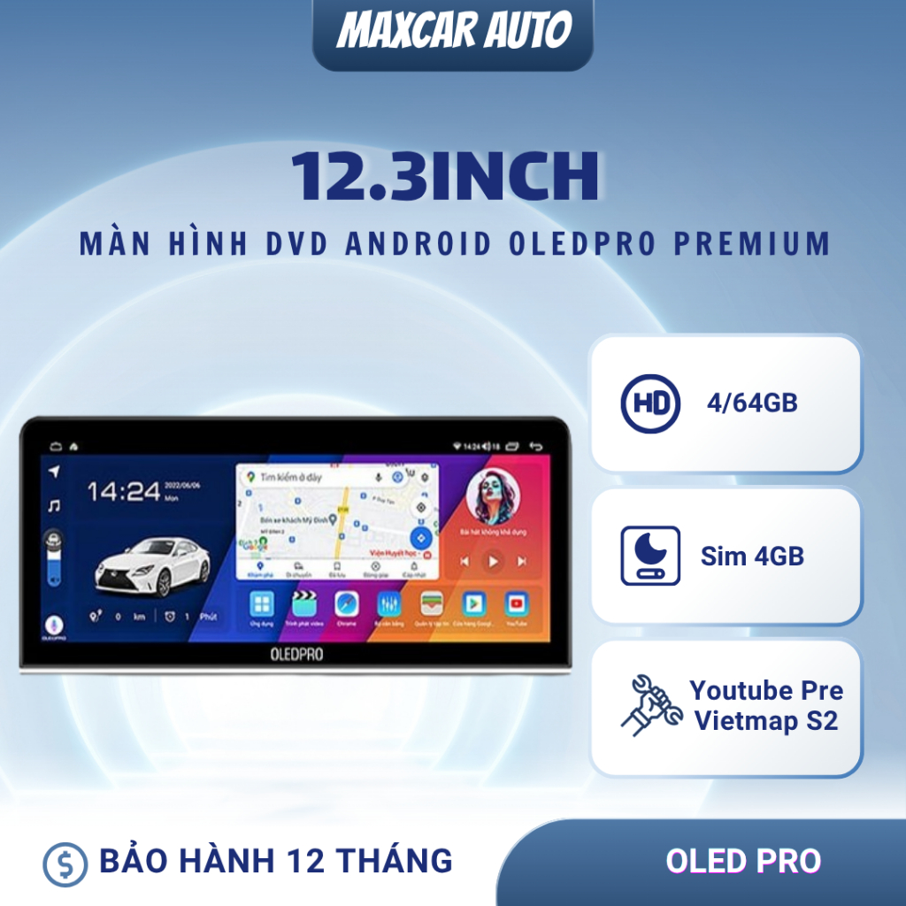 Màn Hình Android Ô Tô OLEDPRO PREMIUM 12.3inch FULL TRÀN VIỀN 2K  All New 2026