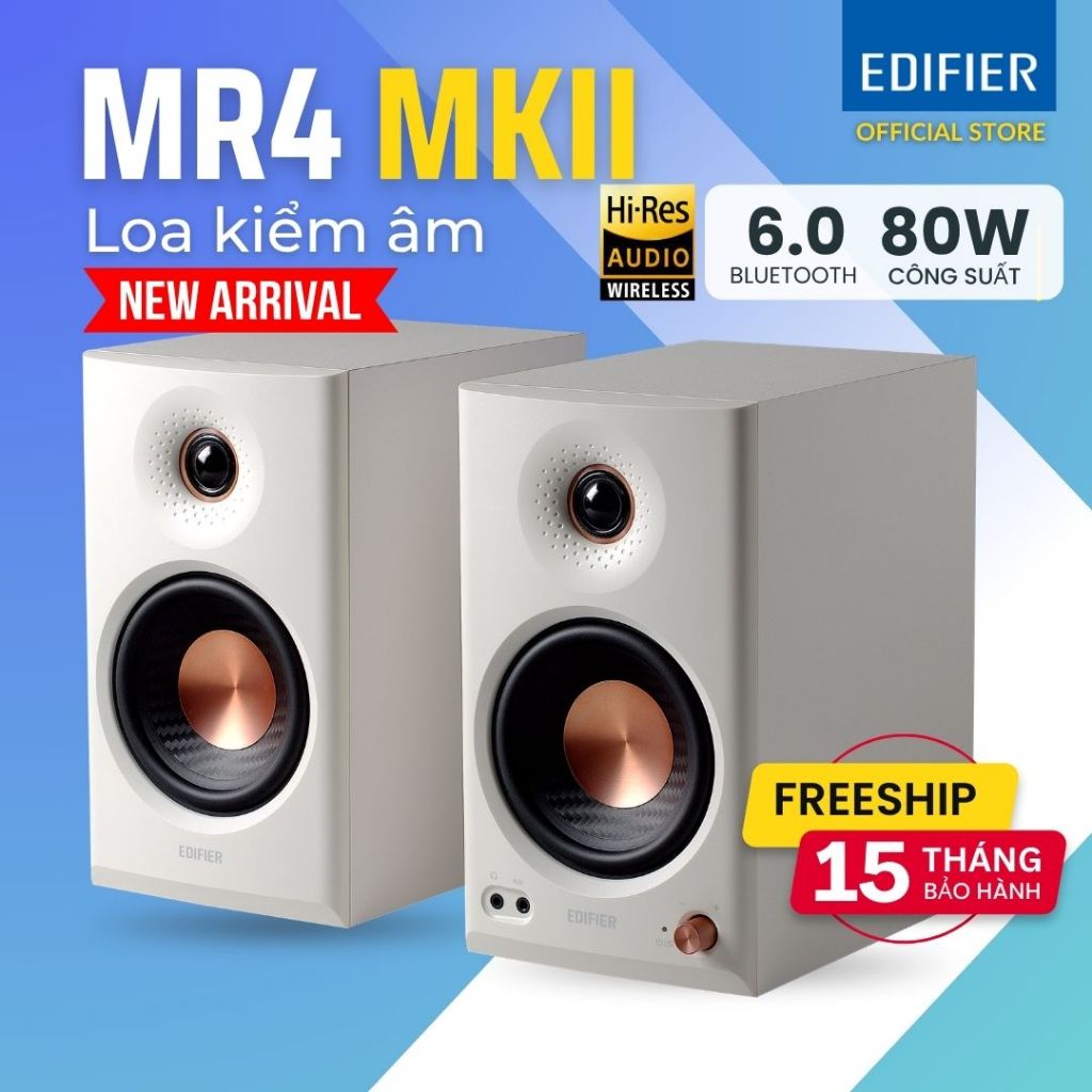 Loa kiểm âm Edifier MR4 MKII Bluetooth 6.0, Công suất 80W, Hires Audio Wireless  - Bảo Hành 15 Tháng