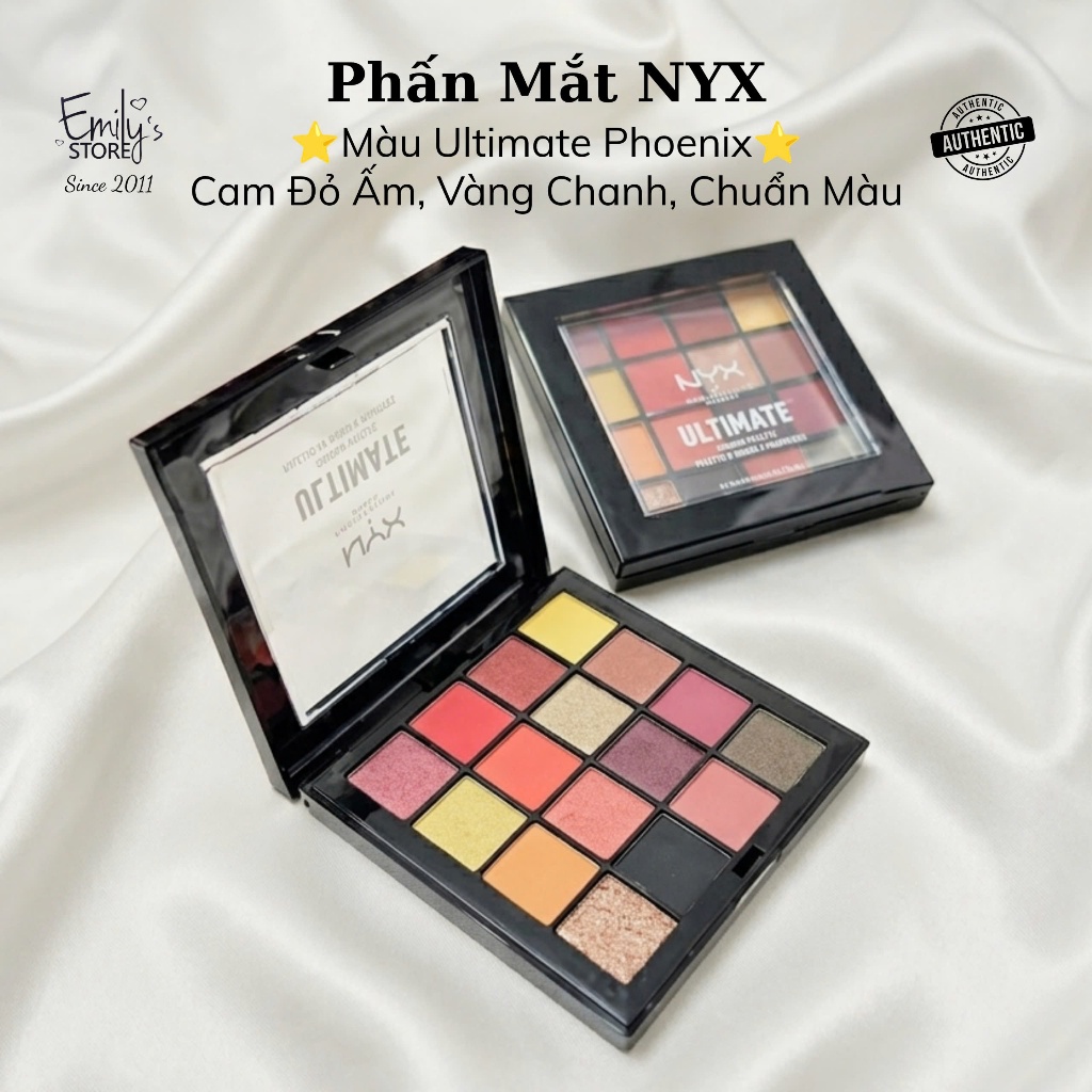 (THANH LÝ) Phấn Mắt NYX Ultimate Eye Shadow Palette - Phoenix. Màu Mắt Đỏ Ấm. Bảng Mắt