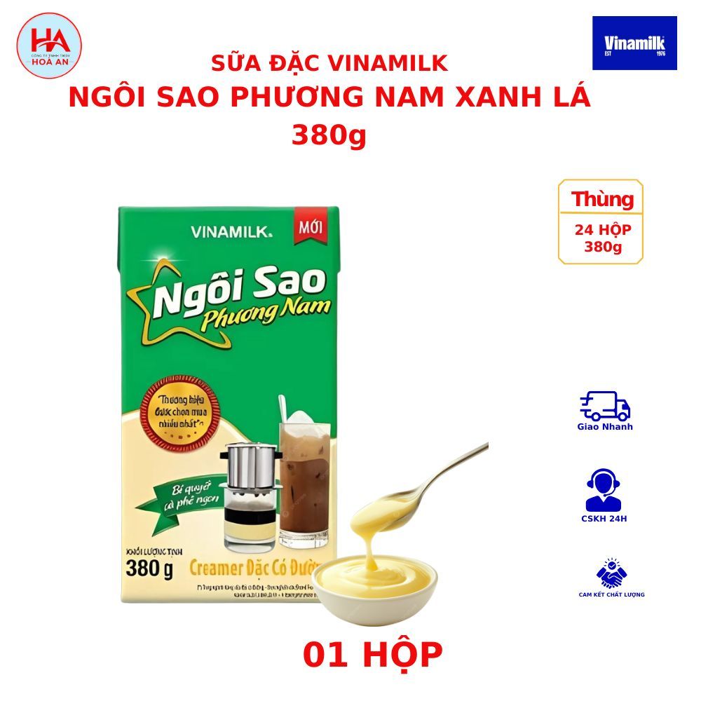 (1 HỘP): Sữa Đặc VINAMILK NGÔI SAO PHƯƠNG NAM Xanh Lá 380g ( Hộp Giấy 380g)