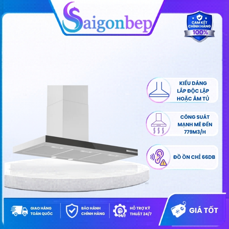 Máy hút mùi bếp Bosch DWB97BK61T - Nhãn năng lượng hạng A tiết kiệm điện, Chế độ hút chuyên sâu