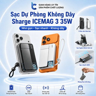 Sạc Dự Phòng Không Dây Sharge ICEMAG 3 35W Dung Lượng 10.000mAh Chuẩn Qi2.2 25W Quạt Tản Nhiệt RBG