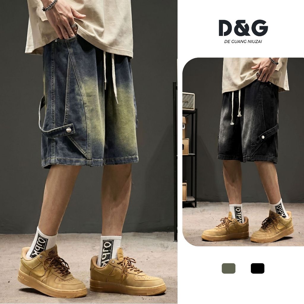 Quần Short Jean Nam Phong Cách, Quần Đùi Jean Ống Rộng Kiểu HipHop Cạp Chun Dễ Phối Đồ [SHORT-112]